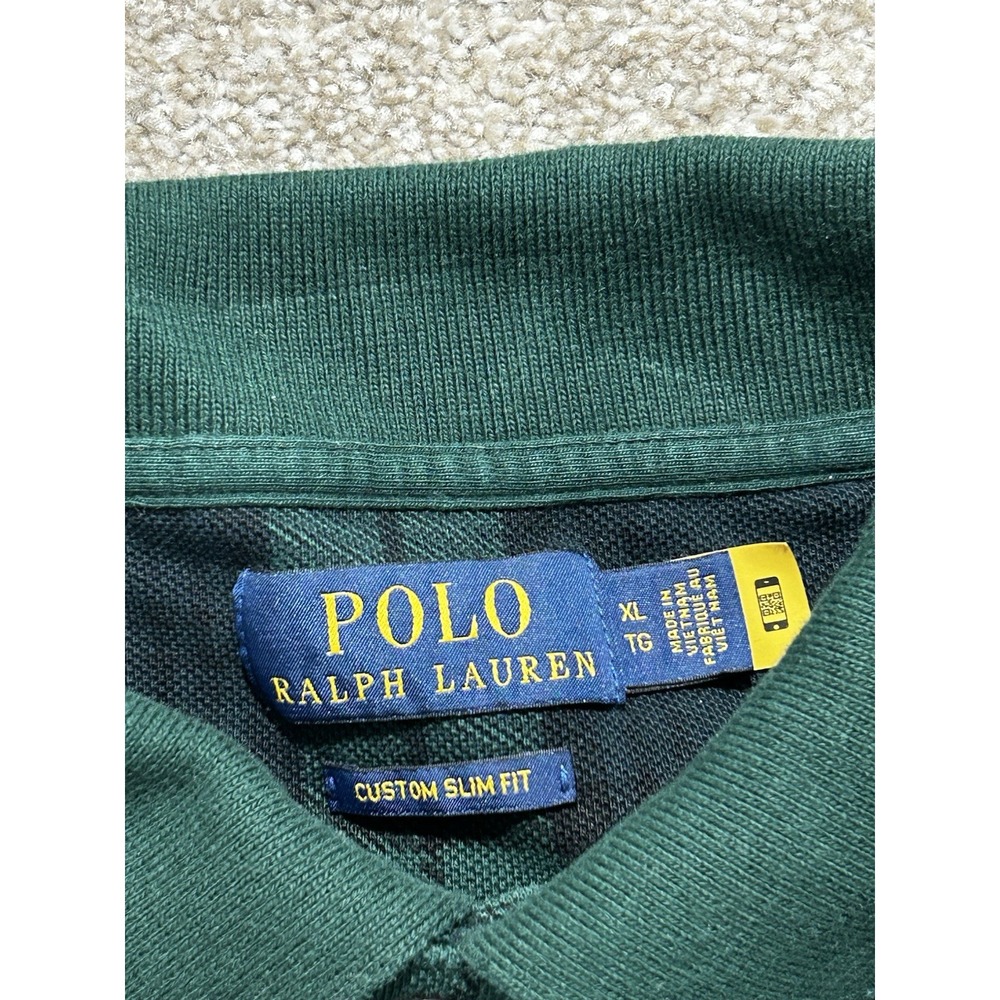 Polo Ralph Lauren Men's XL Plaid Pony Stampede Long Sleeve Custom Slim Fit Polo - Picture 5 of 8